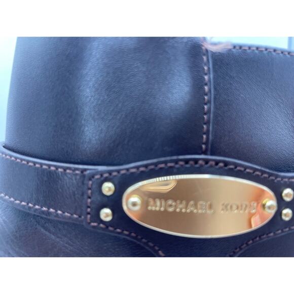 Michael Kors FINLEY Chocolate Brown Flat Bootie Ankle Boots Flat Size 9M USED - Picture 4 of 10